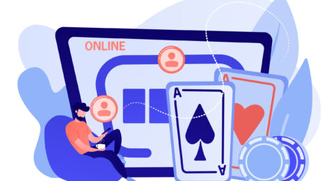 Online poker concept vector illustration.