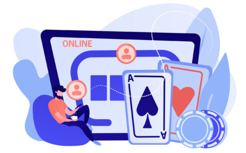 Online poker concept vector illustration.