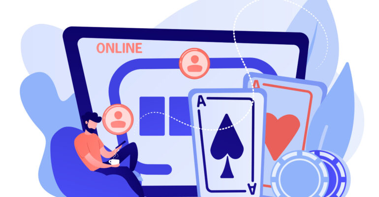 Online poker concept vector illustration.