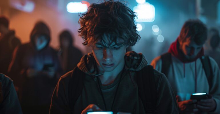 view-people-addicted-their-smartphone-looking-scrolling-through-screens